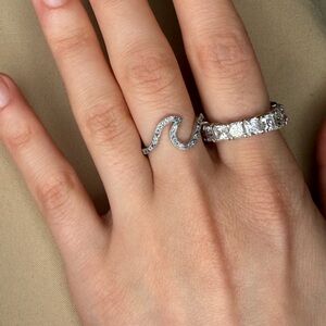 Sterling Silver Wave Pavé Ring